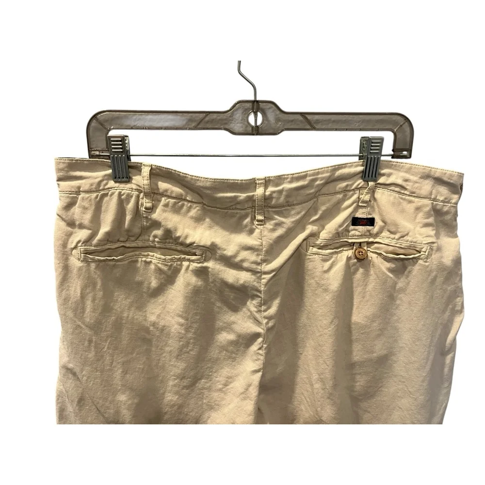 Faherty Linen Blend Khaki Chino Shorts Men's Size 35 Flat Front Zip Fly Pockets